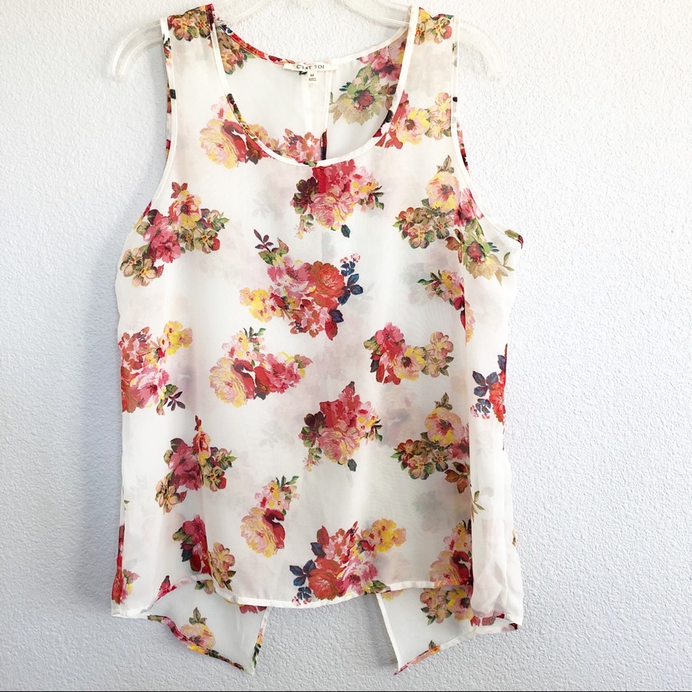 C’est Toi Floral Sheer Top Sz Medium
